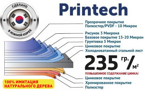 Металлосайдинг под дерево Printech (Корея)